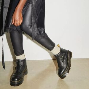 Dr. Martens Women's Devon Flower Buckle Leather Platform Boots